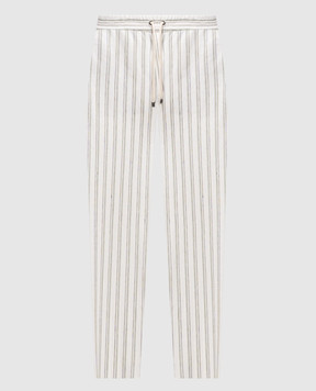 Agnona Белые брюки с леном в полоску T710U6YYB200