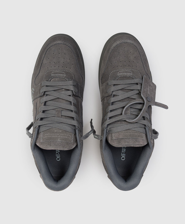 Off-White Серые замшевые кроссовки Out Of Office OMIA189S26LEA006 изображение 4