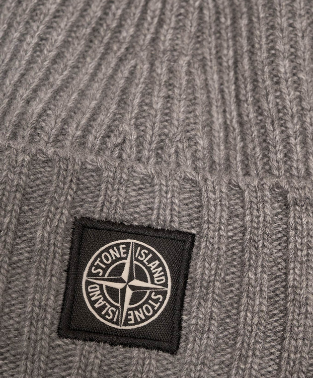 Stone Island Детская серая шапка с шерстью и кашемиром L2S16N100003S00M3 изображение 3