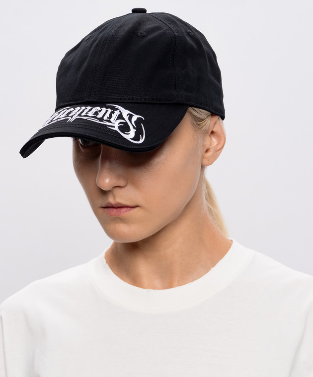 Vetements Чорна кепка з вишивкою логотипа UA66CA140B зображення 2