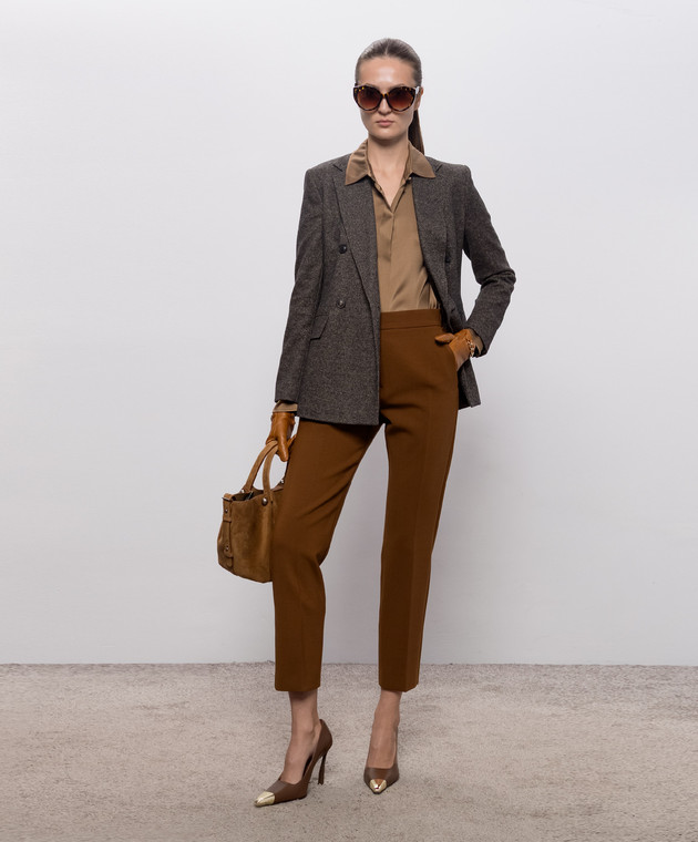 Max Mara Коричневая блуза XERO из шелка MSTXERO изображение 2