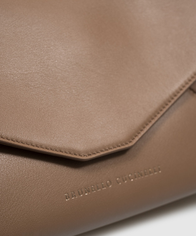 Brunello Cucinelli Коричнева шкіряна сумка крос-боді MBXAB2836 зображення 4