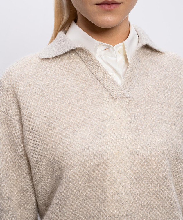 Brunello Cucinelli Серый свитер с шерстью с люрексом MGG270505P изображение 5