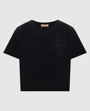 Twinset Черная футболка с вышивкой монограммы 261TT2380