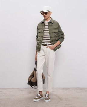 Brunello Cucinelli Бежевий джемпер з льоном в смужку M1T272310