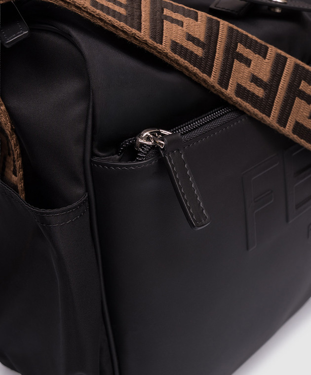 Fendi Черная сумка-органайзер для коляски с фактурным логотипом 7VB014AI9U изображение 4