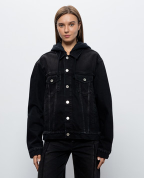Vetements Чорна джинсова куртка з капюшоном MH27DJ068B