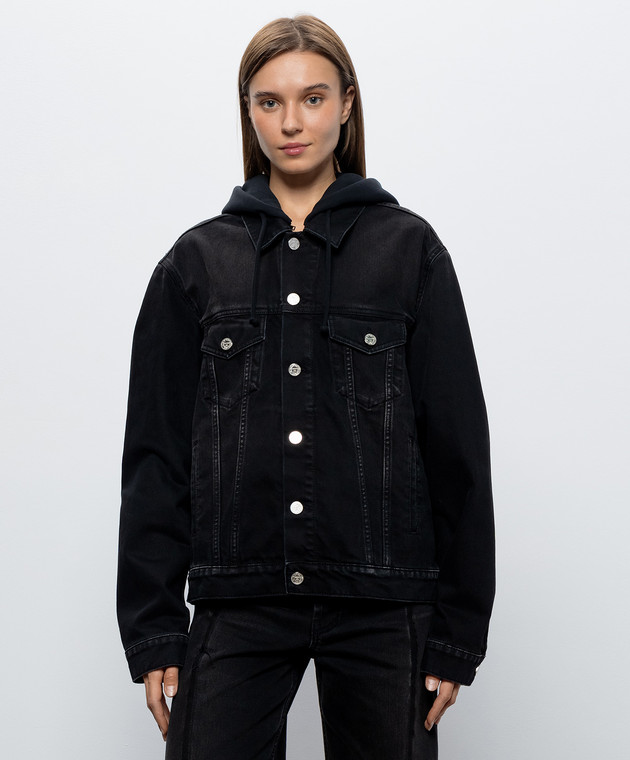 Vetements Черная джинсовая куртка с капюшоном MH27DJ068B изображение 3