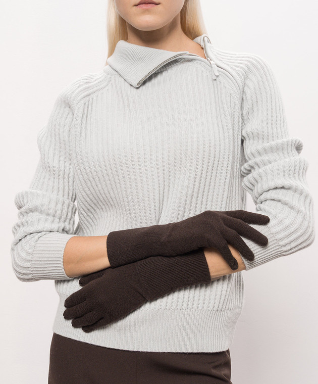 Allude Коричневі рукавички з кашеміру 26592000 зображення 2