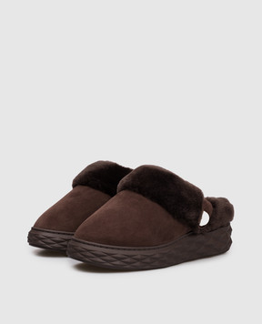 Jimmy Choo Коричневые замшевые мюли Diamond Maxi на меху DIAMONDMAXIMULEFFUW