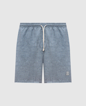 Brunello Cucinelli Синие шорты для плавания в принт MR847043