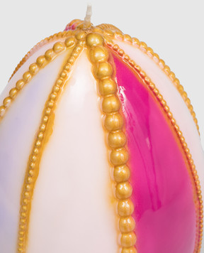 Cereria Introna Розовая свеча в форме яйца с бусинами 2191