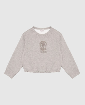 Brunello Cucinelli Дитячий сірий світшот з люрексом BD983E457A