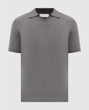 Brunello Cucinelli Серая футболка с воротником-поло M29800145