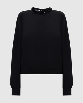 Jil Sander Чорний светр з вовни з паєтками J03GP0183J14819