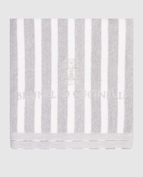 Brunello Cucinelli Серое пляжное махровое полотенце в полоску MLSPUBS02