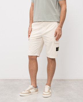 Stone Island Бежевые шорты-карго с патчем L1S15L100018S0004