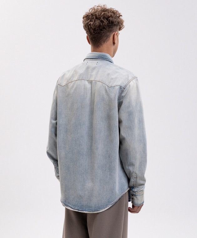 AMIRI Голубая джинсовая рубашка AM426SH047 изображение 4