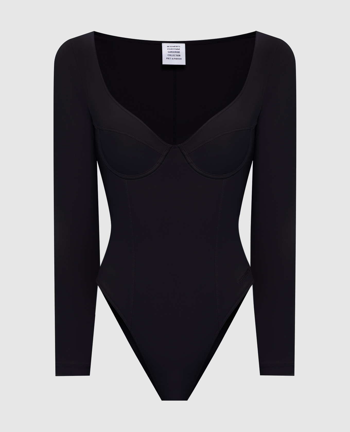 

Черный боди с вышивкой логотипа, Боди