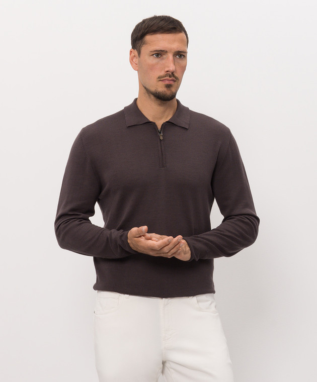 Canali Коричневое поло из шерсти MK01149C0572 изображение 3