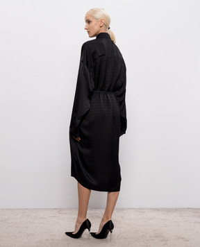 Balenciaga Чорна сукня-сорочка в тканий візерунок логотипа 857339TTO54
