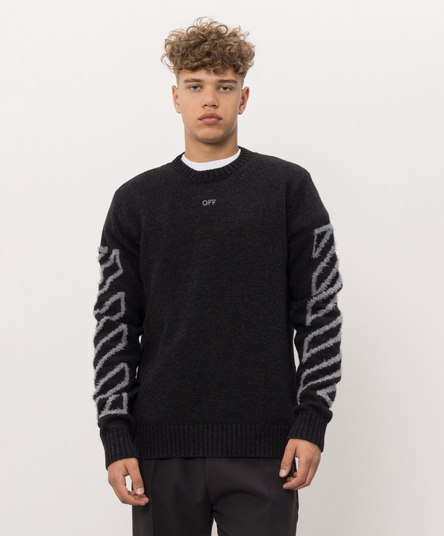 Off-White Сірий светр з вовною 44MHE087F26K001 зображення 3