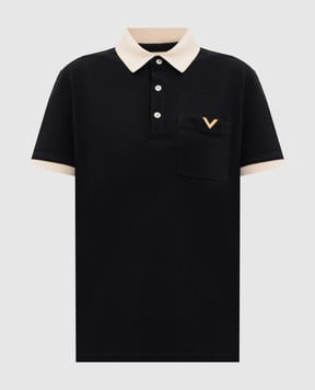 Valentino Черное поло с контрастным окантованием 8V0MH01KBGT