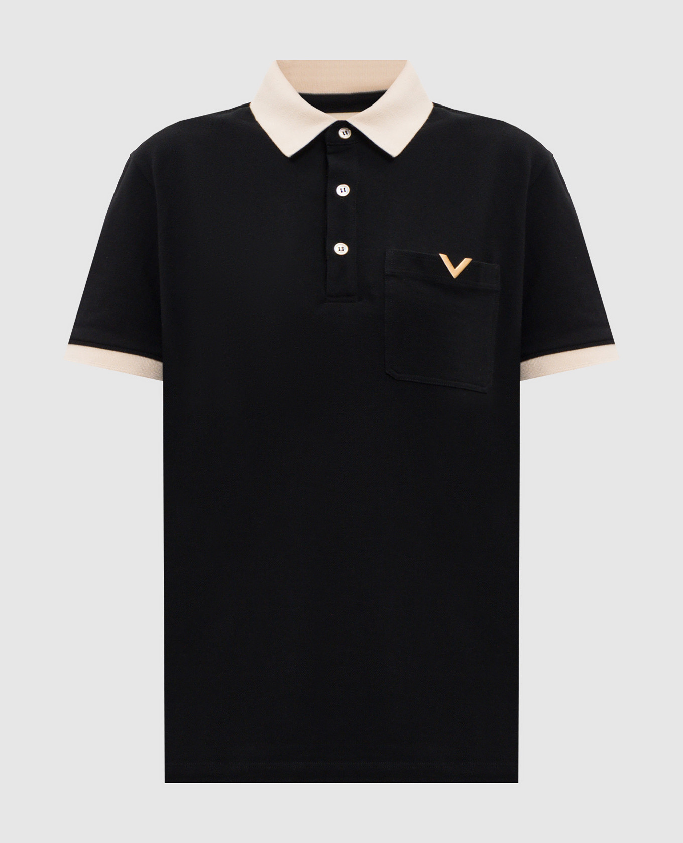 

Черное поло с контрастным окантованием, Черный, Поло