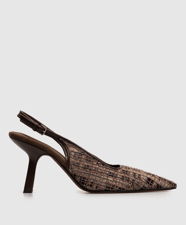Brunello Cucinelli Коричневые слингбеки с цепочкой мониль MZSKC3432