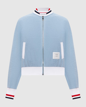 Thom Browne Голубая спортивная куртка с нашивкой логотипа FJT436AJ0194