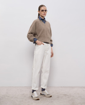 Brunello Cucinelli Коричневий пуловер з кашеміром M1E224702