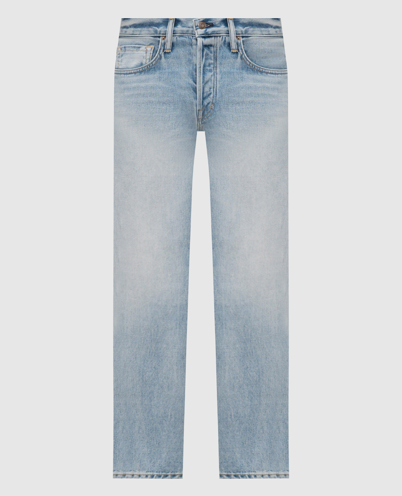 

Голубые джинсы с эффектом потертости, Голубой, Зауженные джинсы