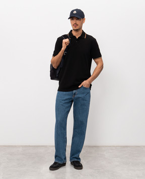 Moncler Чорне поло з ефектом накладання шарів L10918A0000589A16