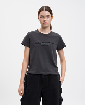 Alexander Wang Серая футболка с нашивкой логотипа 1CC4251159