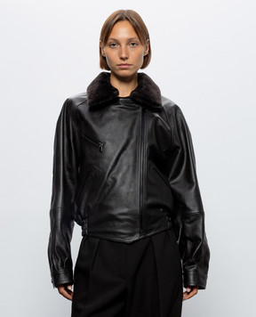 Magda Butrym Коричневая кожаная куртка с мехом LEATHER13JACKET192926
