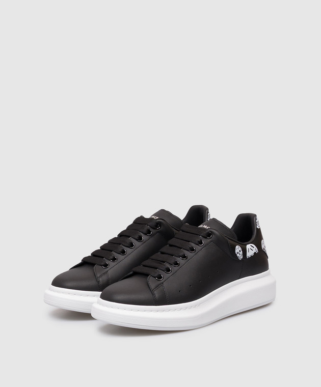 Alexander McQueen Чорні шкіряні кросівки Oversized 553680WIAKB зображення 2