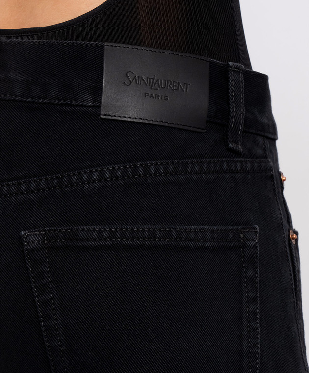 Saint Laurent Черные джинсы с логотип патч 827965Y29WB изображение 5