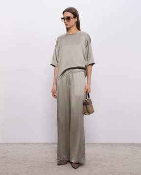 Brunello Cucinelli Блуза кольору хакі із шовком M0C59DZ310