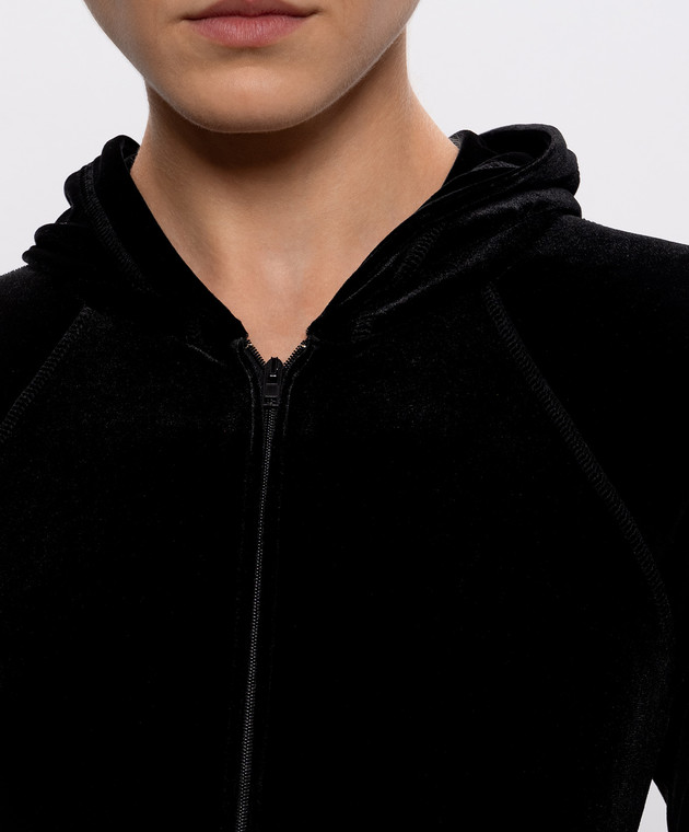 Vetements Черное велюровое боди с капюшоном WH27BO115B изображение 5