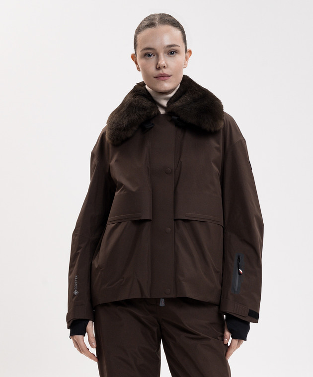 Moncler Grenoble Коричневая горнолыжная куртка Caurel GORE-TEX с мехом L20981A00005597MR изображение 3
