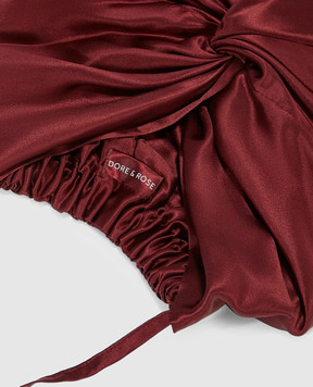 Dore & Rose Бордовая шапочка для сна из шелка PREMIUMSILKBONNET
