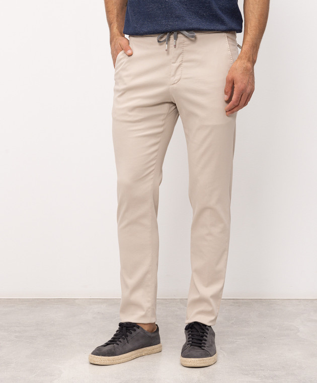 Marco Pescarolo Бежевые брюки с шелком CARACCIOLO5306 изображение 3