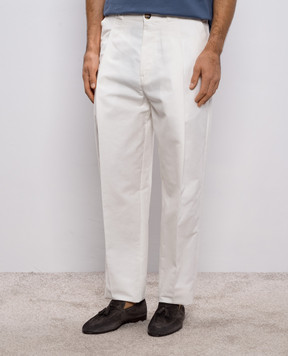Brunello Cucinelli Белые брюки с льном MH262F1130