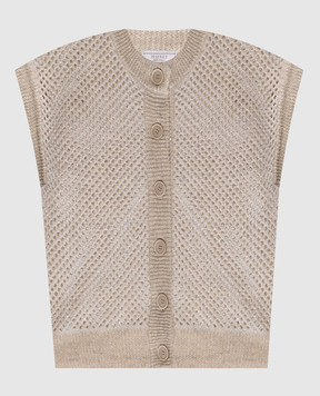 Peserico Бежевый ажурный жилет с льном A93130F079106B