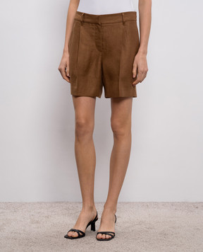Brunello Cucinelli Коричневі шорти з льону MH527P8923
