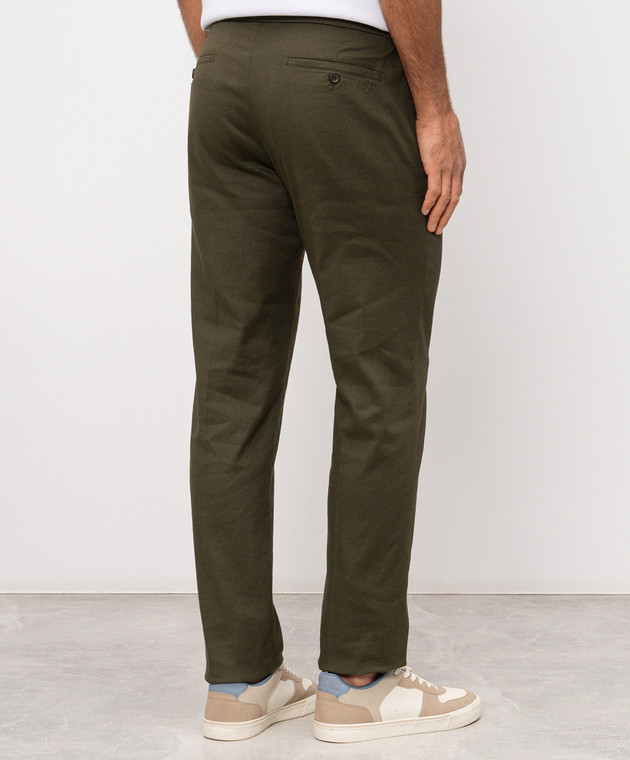 Stefano Ricci Брюки с леном цвета хаки M1T610005BLCTL1U изображение 4