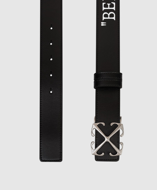 Off-White Чорний шкіряний ремінь Arrow з принтом OMRB14GC99LEA001 зображення 3