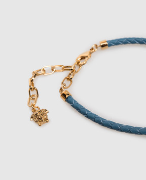 Versace Синій шкіряний браслет Greca 10227921A00637