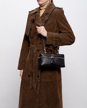 Christian Villa Кожаная черная сумка с принтом логотипа 06301