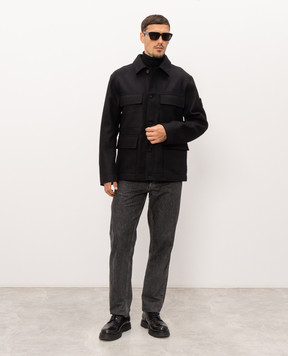 Stone Island Чорна куртка з вовною L2S15Q100033S0F51